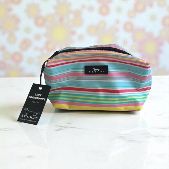 SCOUT Tiny Pleasures Striped Cosmetic Toiletry Makeup Bag NEW NWT - Picture 1 of 6